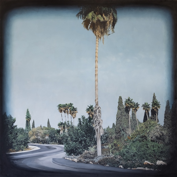 Road-with-palm-trees-1993-122X-122-cm-oi-on-canvas