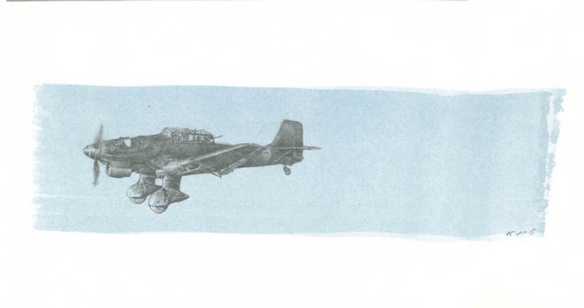 שלומי חגי עפרון וצבע מיים על נייר 37.5 - 20 סמ Aircraft 1 1995